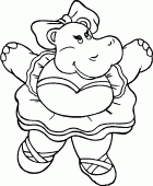 coloring picture of a hippopotamus as a principal dancer 